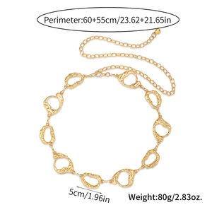 Detail of vintage gold hammered oval link body chain with adjustable lobster clasp