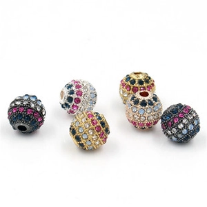 Micro-pave colorful zircon spacer beads in gold and silver plating for DIY jewelry