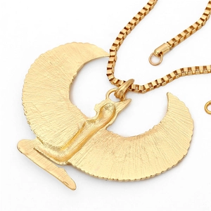 Ancient Egyptian Goddess Isis pendant with gold plated wings and polished box chain