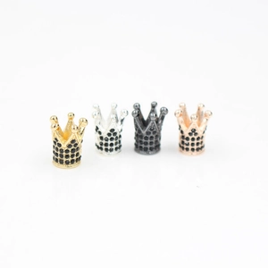 DIY crown charms for bracelets with black rhinestones in gold silver and rose gold