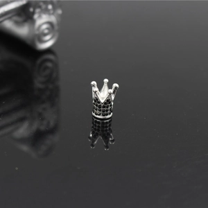 Silver crown spacer bead with black rhinestones for DIY jewelry making and bracelets