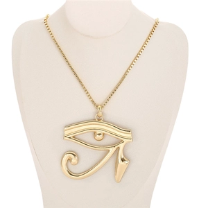 Golden Horus Eye necklace with box chain for hip hop style on display stand
