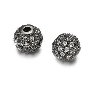 8mm zwarte kogelkraal met zirkonia-micropavé voor DIY-sieraden maken