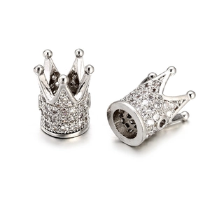 Perles intercalaires couronne en argent avec zircons pour bijoux et bracelets DIY