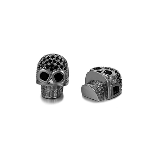 Perles tête de mort en zircon noir pavées pour bracelets et colliers bijoux punk DIY