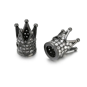 Perles couronne en métal noir avec oxydes de zirconium pour bijoux DIY et bracelets