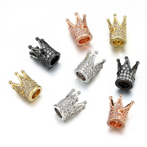Perles couronne DIY avec zircons sertis en finitions or, argent, or rose et noir brillant