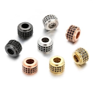 Perles d'Espacement Cylindriques en Cuivre Zirconia Pavé Strass Accessoires de Fabrication de Bijoux DIY pour Bracelet Collier