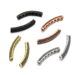 Zirconia encrusted geometric tube beads in four metallic colors for DIY jewelry making