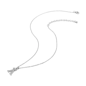 Zilveren ketting met kroonletter A-hanger en micro-geplaveide zirkonia-stenen voor dames