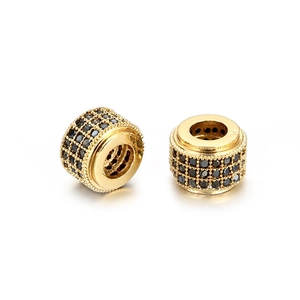 Charme doré avec zircons noirs micro-pave pour bracelets et colliers DIY