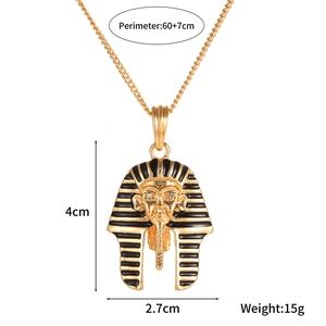 Detailed size specifications of Pharaoh Tutankhamun pendant with gold finish and black enamel