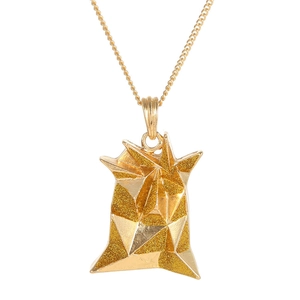 Golden Egyptian style geometric pendant necklace with polished and frosted finish