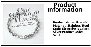 Bracciale a catena in acciaio inossidabile lucido con chiusura a ginocchiera OT industriale