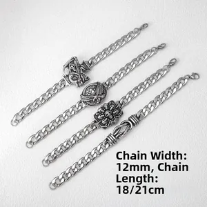 Détail de bracelets 12mm en acier avec crâne et aigle, longueurs 18/21cm disponibles