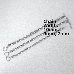 Dettaglio di catene in acciaio inossidabile da 7mm, 9mm e 10mm con chiusura a levetta OT
