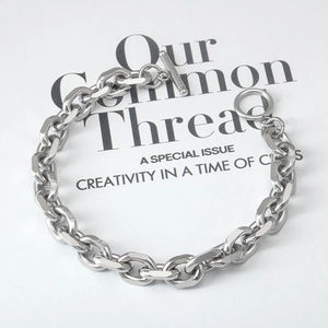 Bracciale a catena punk in acciaio inossidabile con chiusura a levetta OT argento