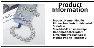 Detailansicht der silbernen Edelstahl-Handykette mit spiralförmigen strukturierten Gliedern
