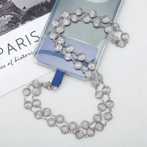 Edelstahl Handykette Mit Spiralstruktur Für Damen Herren Anti-Verlust Handy Crossbody Hals Handgelenk Gurt Silber Metall Lanyard