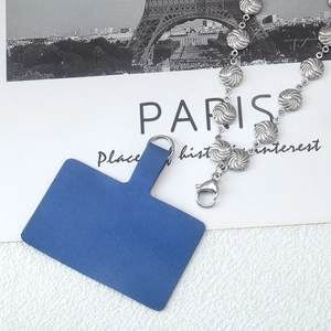 Modische Handy-Kette aus Edelstahl mit blauem Patch und silberner Umhängekette für das Smartphone