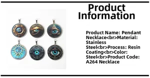 Détails de divers pendentifs œil de démon en acier inoxydable avec finition époxy