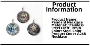 Close-up of stainless steel religious pendants featuring The Last Supper and Jesus engraving