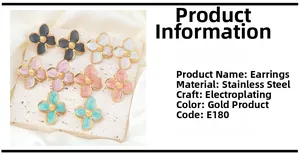 Detail of flower-shaped stainless steel stud earrings with colorful enamel finish