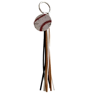 Vintage baseball sports keychain with retro ball pendant and multi-color tassels