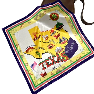 Texas Cowboy Western Elements Satin Square Scarf Printed Nylon Bandana For Women American Vintage Style Necktie Headscarf