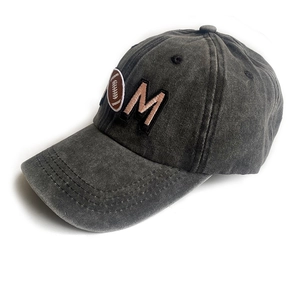 Vintage charcoal grey cotton baseball cap with American football Mama embroidery