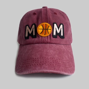 Vintage Washed Cotton Baseball Cap MOM Basketball Embroidery Adjustable Dad Hat For Women Men Retro Denim Sports Sun Hat Gift