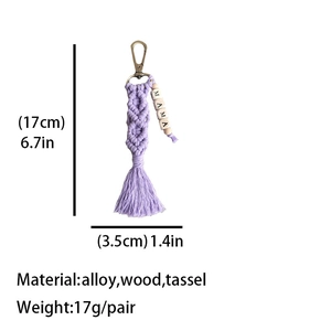 Handmade purple woven tassel keychain with MAMA wood beads for Mother's Day gifts