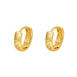 Orecchini a Cerchio in Rame Vintage con Motivo Geometrico Traforato Perno in Acciaio Inossidabile Orecchini Placcati Oro Gioielli Donna