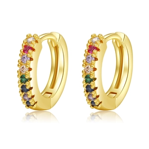 Regenbogen Creolen in Gold mit bunten Zirkonia Steinen für Damen im Trend