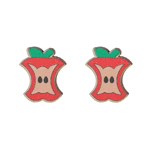Handcrafted wooden apple core earrings for Easter festive jewelry collection for kids