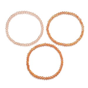 3er-Set facettierte orangefarbene Kristallperlen-Armbänder mit elastischem Stretch