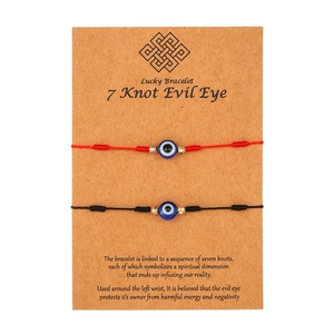 Ensemble de bracelets porte-bonheur à 7 nœuds avec œil bleu en rouge et noir
