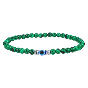 Groene malachiet kralenarmband met boze oog bedeltje voor heren en dames, 8mm stenen