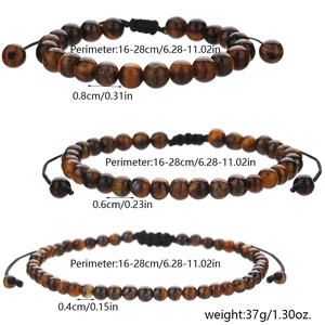 Size comparison of tiger eye beaded bracelets with 4mm 6mm 8mm stone diameters