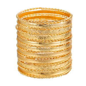 Vintage Ethnic Stacked Alloy Bangle Set Gold Silver Metal Hammered Texture Bracelets For Women Bohemian Jewelry Gift