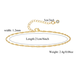 Detailed view of 1.2mm gold plated twisted link anklet with lobster clasp and extension chain