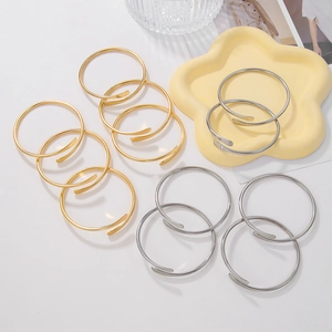 Set of 6 punk hollow mesh open bangles in gold and silver finish for women
