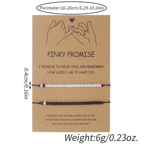 Κάρτες Pinky Promise με βραχιόλια κώδικα Morse για ζευγάρια σε μαύρο και λευκό χρώμα