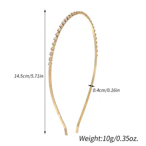 Schmaler goldener Haarreif mit Strass für Damen, 0,4 cm breiter Kristall-Haarschmuck