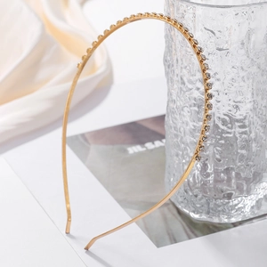 Gold Haarreif aus Legierung mit Strass Elegant Minimalistisch Einreihiger Kristall Haarband Damen Täglich Hochzeit Schmuck