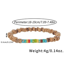 Detail view of ethnic beaded bracelet showing 0.6cm beads and adjustable 18cm circumference