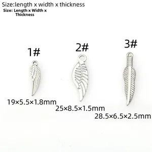 Detaillierte Größentabelle mit Maßen für Edelstahl-Feder- und Flügelanhänger