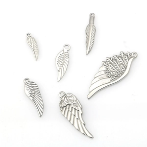 Stainless Steel Feather Wing Pendants For DIY Jewelry Making Angel Wing Charms For Necklace Bracelet Waist Chain Metal Accessories