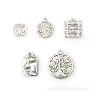 Set de cinco colgantes Árbol de la Vida y retrato de acero inoxidable para joyería DIY