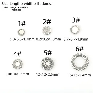 Detailed size chart for stainless steel round pendant connectors for DIY jewelry making
